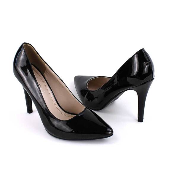 ​Pantofi stiletto de dama, eleganti,lacuiti cu tocul inalt SH397-BLACK - 2- Roveli