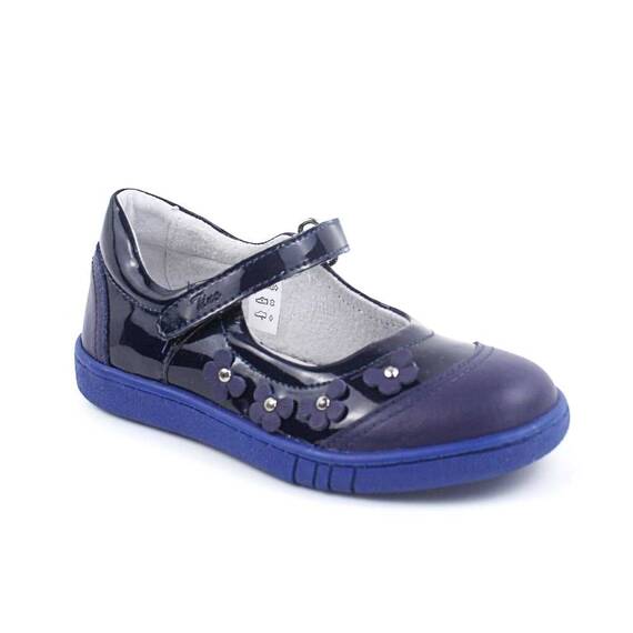 Pantofi usori , de copii , din piele naturala, cu flori 1793-BLEUMARIN, Culoare (12): Bleumarin, Marime (12): 35 - 2- Roveli