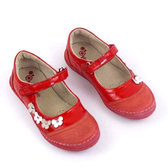 Pantofi usori , de copii , din piele naturala si lac , cu flori 1793-ROSU/2, Culoare (12): Rosu, Marime (12): 30 - 2- Roveli