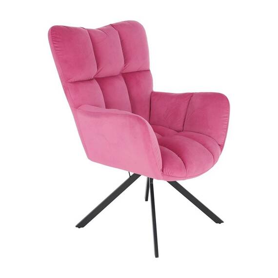 Fotoliu DacEnergy©, cadru metalic, tapiteria din material textil, design unic, rotativ, 67x97x72 cm, finisaj negru si roz - - Roveli