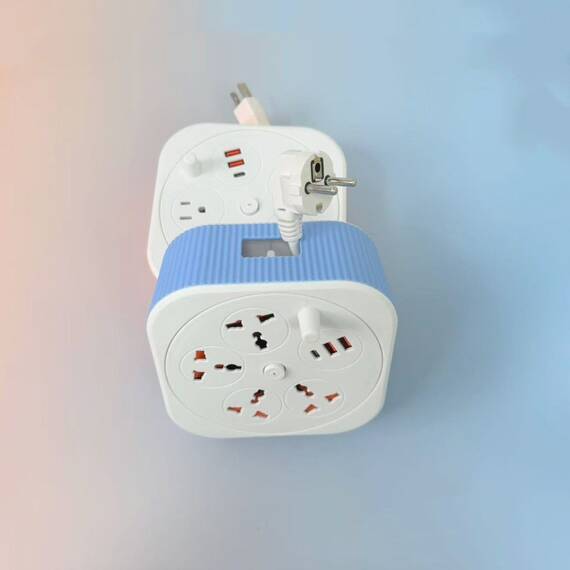 Prelungitor de calatorie, 4 Prize / 2 USB A / 1 USB C, 2m, 10A, 250V : Culoare - bleu - - Roveli