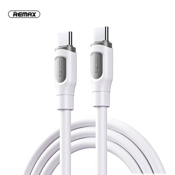 Cablu de date cu incarcare rapida REMAX RC-C111, USB-C la USB-C, 1 metru, 60W, alb - - Roveli
