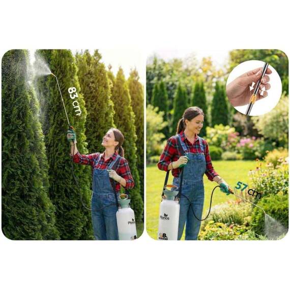 Pompa de stropit manuala, material PE durabil, lance reglabila pana la 83 cm, palnie incorporata, curea de umar intarita, reglabila, 8 litri, 2,76 bari, inaltime 57 cm, verde - 7- Roveli