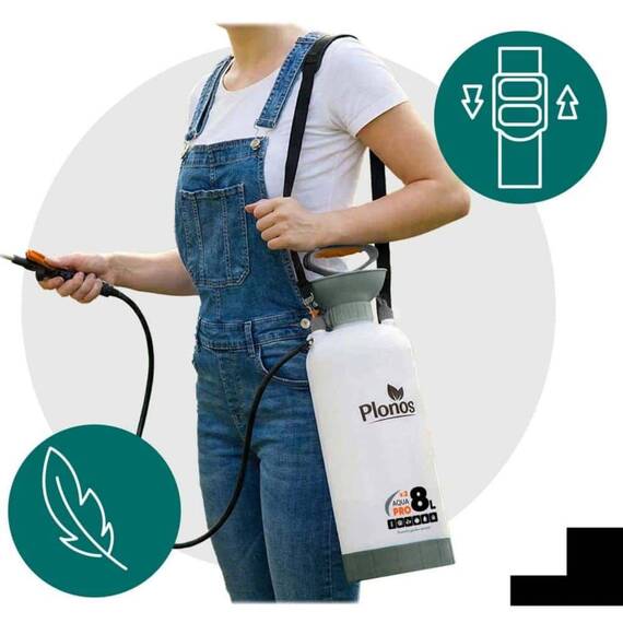 Pompa de stropit manuala, material PE durabil, lance reglabila pana la 83 cm, palnie incorporata, curea de umar intarita, reglabila, 8 litri, 2,76 bari, inaltime 57 cm, verde - 10- Roveli