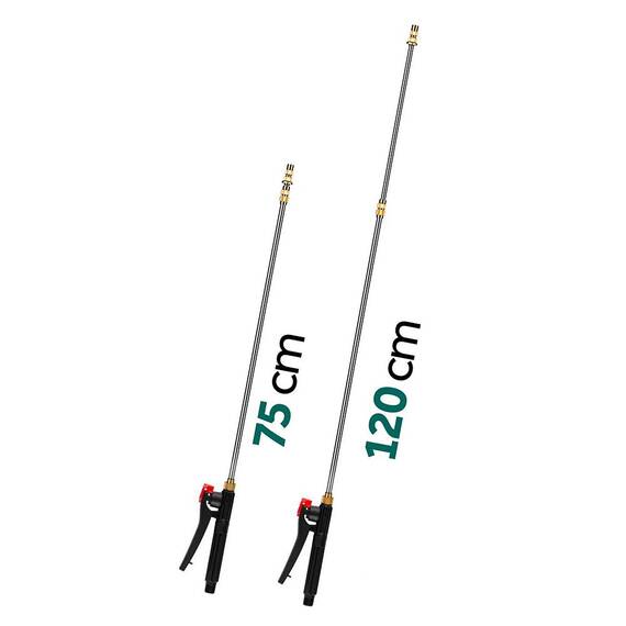 Pompa de stropit cu acumulator si carucior, plumb-acid, 12 V, 8 Ah, turatia motor 2800 - 3200 rpm, 0, 10-0, 45 Mpa, filtru dublu, 8 duze diferite, lance cu 4 duze de 108, 5 cm, 18 l - 8- Roveli