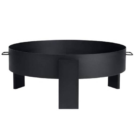 ​Vatra foc de gradina, fabricat din otel, manere pe ambele parti, diametrul 80 cm, inaltime 33 cm, forma rotunda, negru - - Roveli