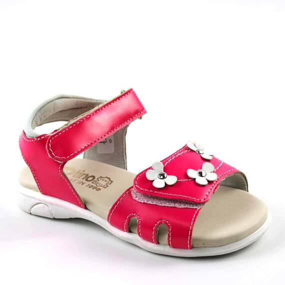 Sandale din piele naturala , lacuita , pentru fetite , cu flori 1833-ROZ, Culoare (12): Roz neon, Marime (12): 25 - 2- Roveli