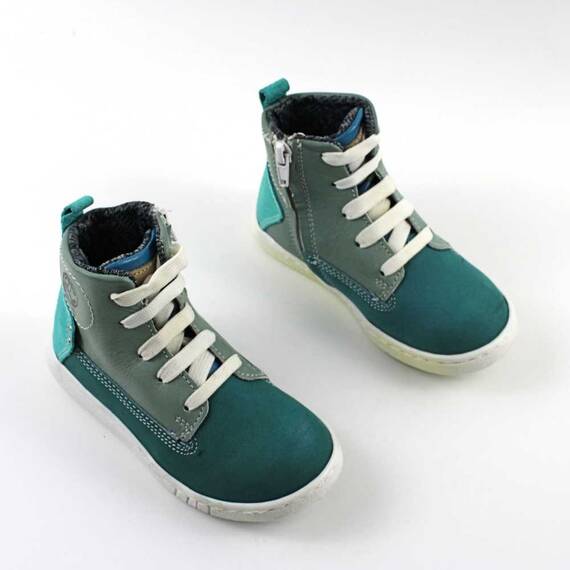 Ghete inalte pentru copii , din piele naturala , captusite  3144-VERDE, Culoare (12): Verde, Marime (12): 27 - 3- Roveli