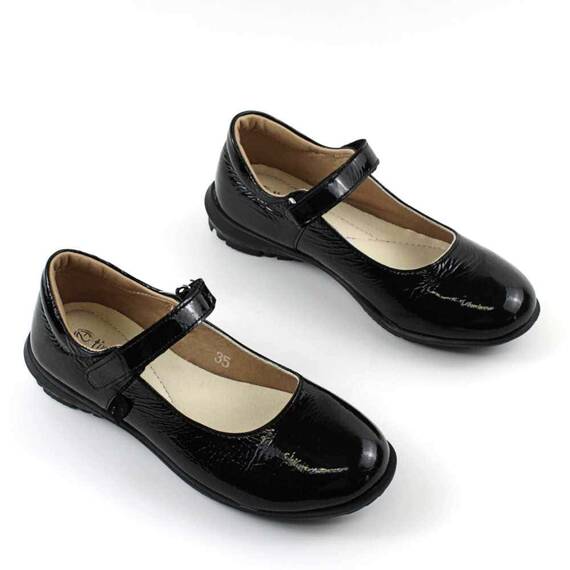 Balerini usori , pentru copii , din piele naturala lacuita  1796-NEGRU/X, Culoare (12): Negru, Marime (12): 35 - 2- Roveli