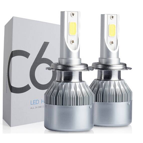 Set 2 becuri LED Auto, model C6, soclu H7, 6000K, 36W, 3500Lm​, plug & play - - Roveli