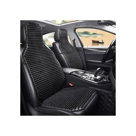 Husa scaun auto cu bile din lemn culoare Neagra 122x42cm Cod: PGP08 - 2- Roveli