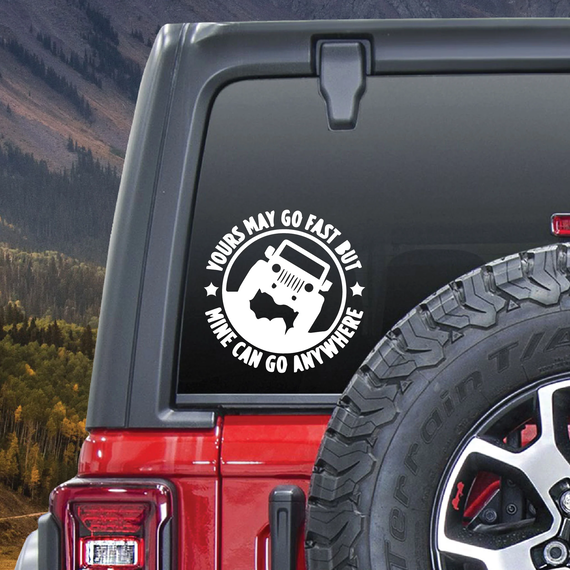 Sticker autoadeziv pentru vehicule Off Road, model "You Can Go Fast", dimensiune 30 x 30 cm, culoare Alba - - Roveli