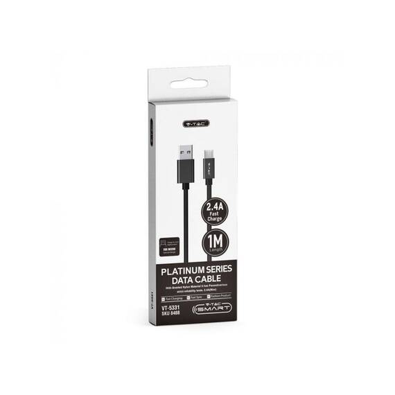 Cablu de date Type C , V-TAC, Seria Silver, Negru, 1m Cod: VT-5322 - 3- Roveli