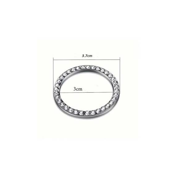 Ornament argintiu universal pentru buton start-stop, cu cristale stralucitoare Cod: JS-21 - 4- Roveli