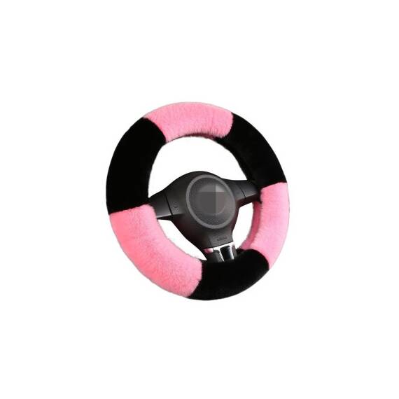 Husa volan extra pufoasa culoare negru cu roz marime M Cod: WK-1406 - - Roveli