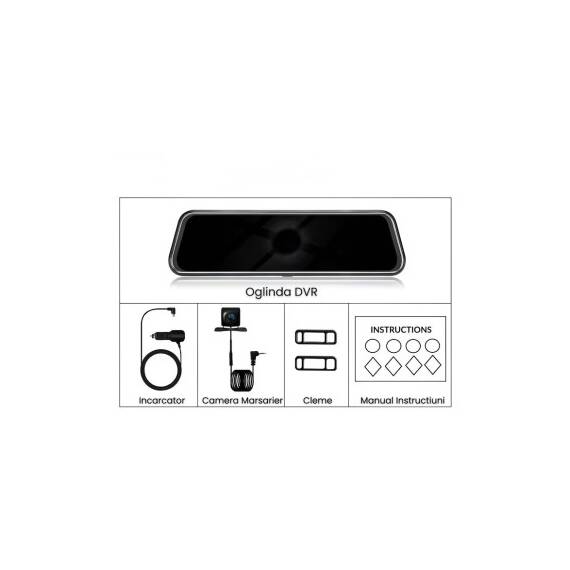 Sistem DVR oglinda cu 3 camere fata , interior si camera marsarier Cod: CNS-HRI-93 - 3- Roveli