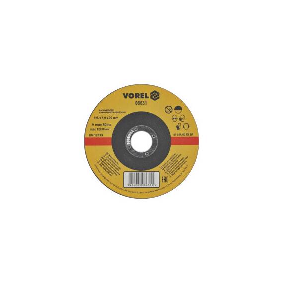 Disc abraziv pentru debitat metale 125X1X22mm Vorel Cod: 08631 - - Roveli