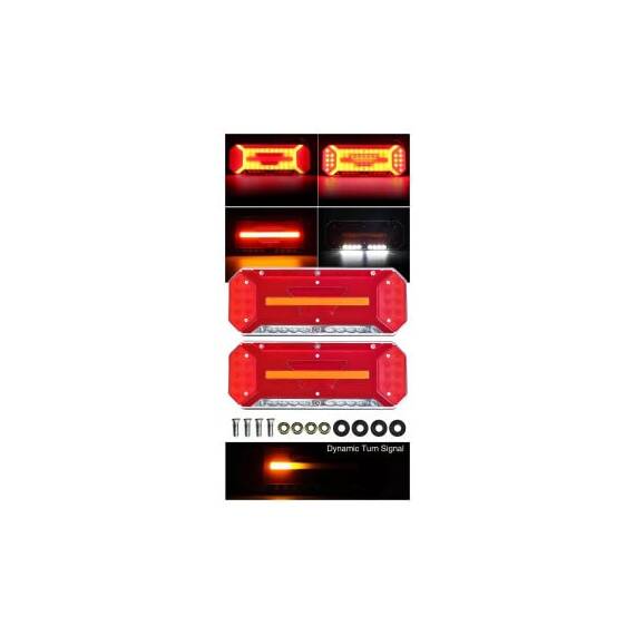Set lampa LED  Stanga si Dreapta cu efect de neon si semnalizare intermitenta dinamica, cu 5 functii, 12-24V, 345mm X 130mm Cod: FS-2408 - 4- Roveli