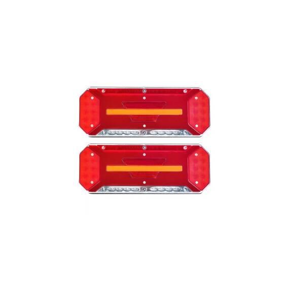 Set lampa LED  Stanga si Dreapta cu efect de neon si semnalizare intermitenta dinamica, cu 5 functii, 12-24V, 345mm X 130mm Cod: FS-2408 - - Roveli