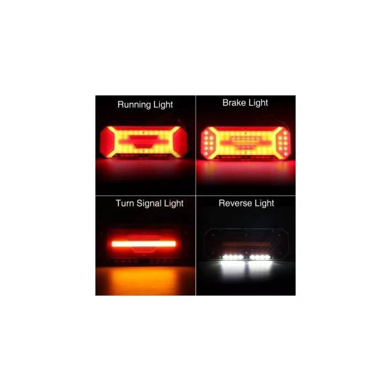 Set lampa LED  Stanga si Dreapta cu efect de neon si semnalizare intermitenta dinamica, cu 5 functii, 12-24V, 345mm X 130mm Cod: FS-2408 - 7- Roveli