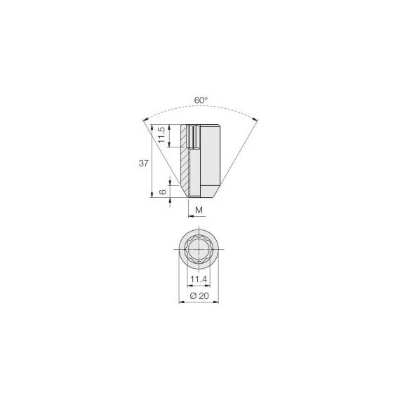 Piulite pentru jante de aluminiu , M14x1,5 mm, cap cheie ingropat, lungime 37 mm Cod: N603 - 2- Roveli