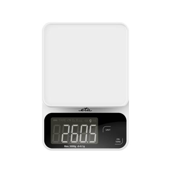 Cantar de bucatarie ETA Popi 6770 90000, 5 Kg, precizie 0.1 g, afisaj LCD, functie TARA, alb - 2- Roveli