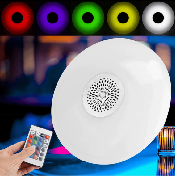 Lampa muzicala led RGB si alb, bluetooth, cu telecomanda : Putere - 24W - 7- Roveli