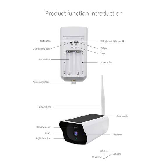 Camera de supraveghere IP cu incarcare solara WiFi, Culoare (tm): alb - 6- Roveli