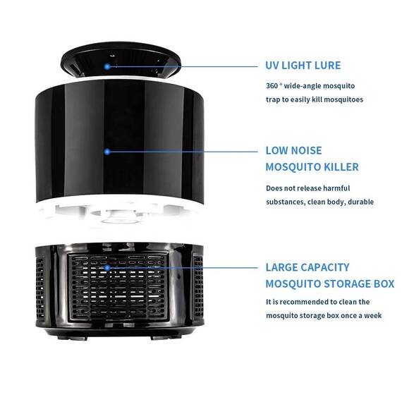 Lampa antiinsecte Mosquito Killer UV LED 360, USB : Culoare - alb, Culoare (tm): alb - 10- Roveli