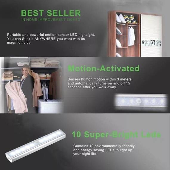 Lampa pentru dulap cu senzor de miscare, Set (tm): 6 buc - 6- Roveli