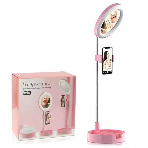 Lampa cu inel cu lumina LED, suport de masa pentru machiaj si selfie : Culoare - alb, Culoare (tm): negru - 3- Roveli