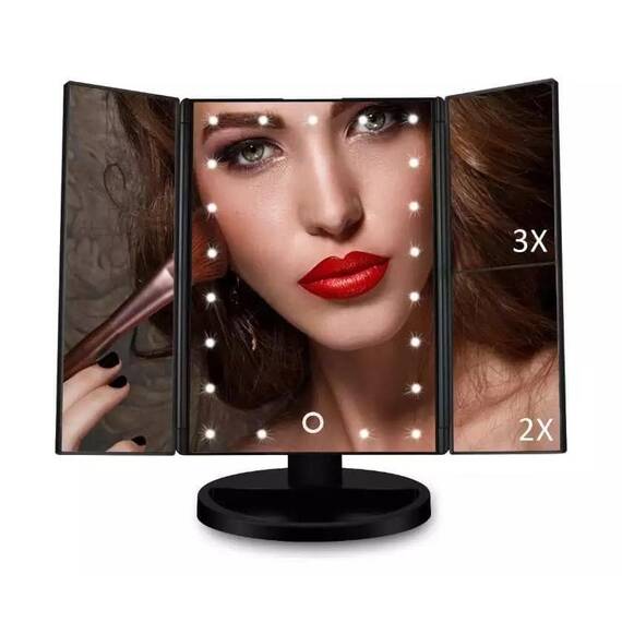 Oglinda reglabila cu leduri si iluminare pentru machiaj : Culoare - negru, Culoare (tm): negru - 2- Roveli
