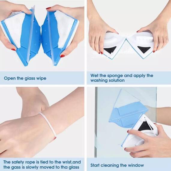 Instrument de curatare a geamurilor magnetic, Culoare (tm): alb/albastru - 8- Roveli