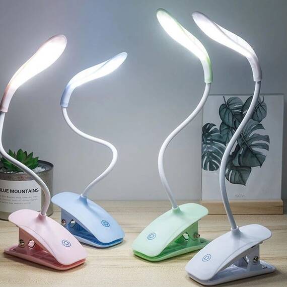 Lampa de birou flexibila cu clips, protectia ochilor si incarcare USB : Culoare - alb, Set - 1 bucata, Culoare (tm): bleu, Set (tm): 1 buc - 6- Roveli