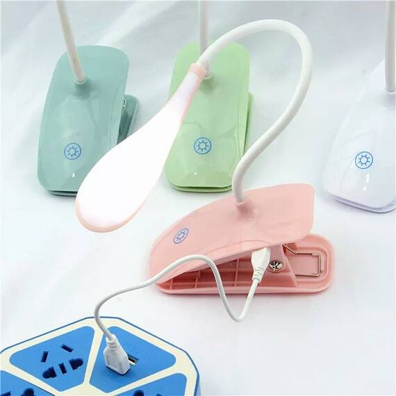 Lampa de birou flexibila cu clips, protectia ochilor si incarcare USB : Culoare - alb, Set - 1 bucata, Culoare (tm): bleu, Set (tm): 1 buc - 7- Roveli