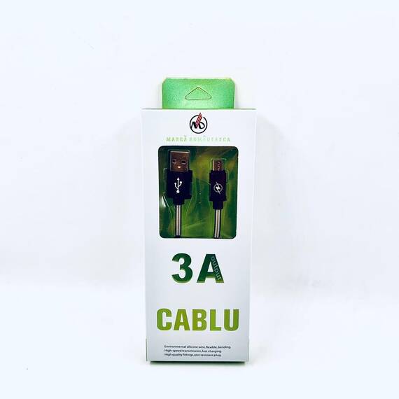 Cablu de incarcare telefon TIP micro usb : Culoare - argintiu, Culoare (tm): negru - 2- Roveli