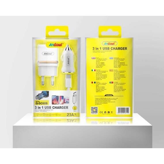 Incarcator 3 in 1 USB, Culoare (tm): alb - 2- Roveli