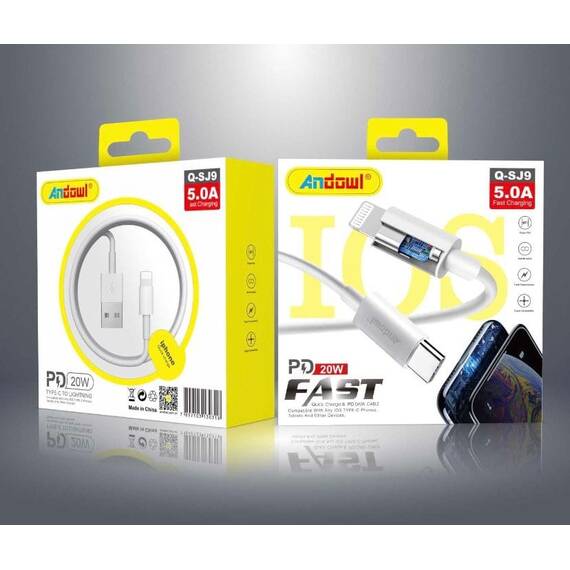 Cablu de incarcare rapida si transfer de date 5.0A tip C la interfata Lightning, Marime (tm): 1 m, Culoare (tm): alb - 2- Roveli