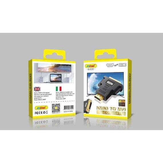 Convertor HDMI la DVI HD dinamic 1080P, Culoare (tm): negru - 2- Roveli