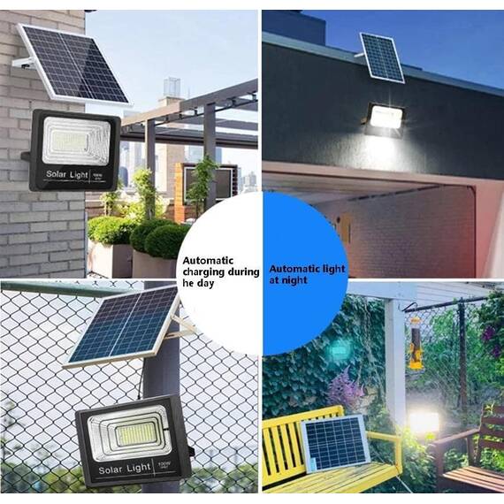 Proiector LED SMD, cu panou solar si telecomanda : Putere - 100 W - 8- Roveli