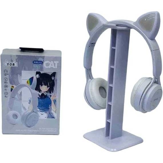 Casti Bluetooth 5.0 cu urechi de pisica pentru copii : Culoare - alb, Culoare (tm): alb - 2- Roveli