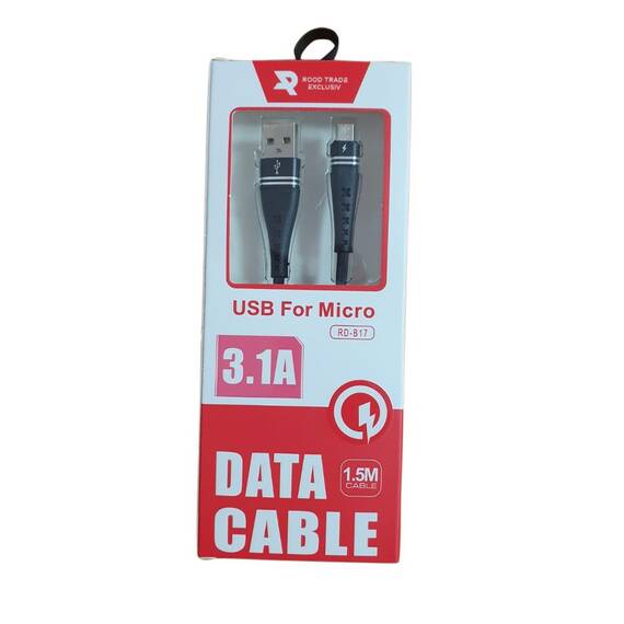 Cablu pentru incarcare si transfer de date  micro usb : Culoare - alb, Culoare (tm): negru - 2- Roveli