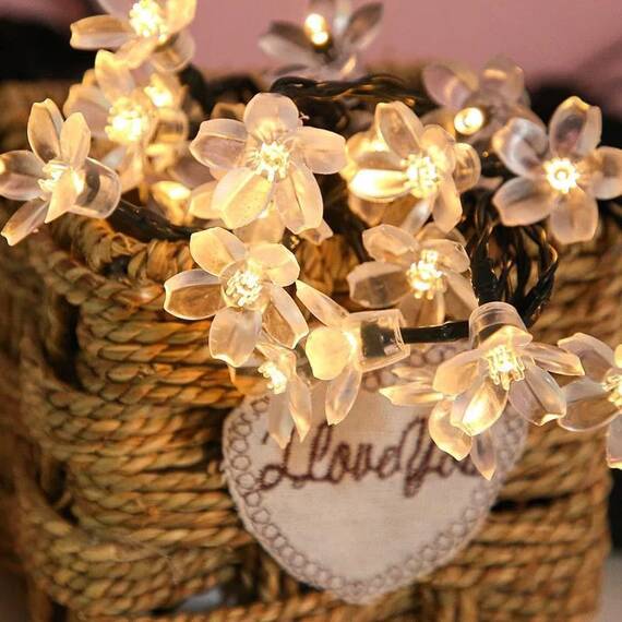 Ghirlanda solara cu bec in forma de floare lumina calda - Set 2 bucati - 5- Roveli