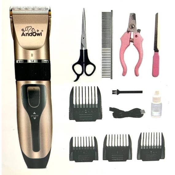 Kit de tuns electric profesional pentru toaletare caini si pisici, Culoare (tm): auriu - 2- Roveli