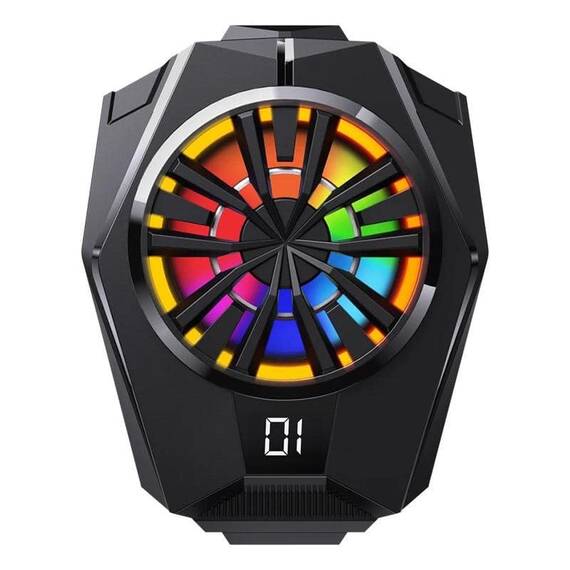 Ventilator de racire cu semiconductor pentru telefon, cu afisaj digital : Culoare - negru, Culoare (tm): negru - 4- Roveli