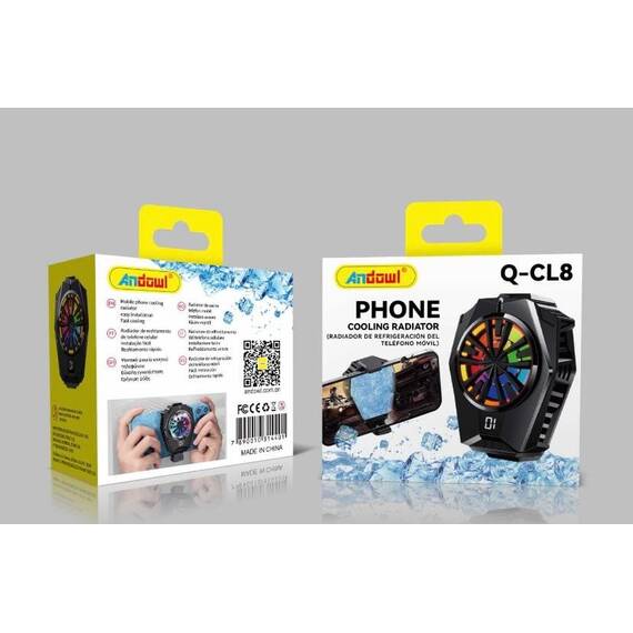 Ventilator de racire cu semiconductor pentru telefon, cu afisaj digital : Culoare - negru, Culoare (tm): negru - 6- Roveli