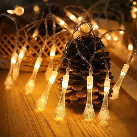 Ghirlanda luminoasa pentru Craciun cu 40 de led-uri, lungime 10 m, Picaturi de apa : Set - 1 bucata, Tip lumina - Calda, Tip lumina (tm): Calda, Set (tm): 2 buc - 3- Roveli
