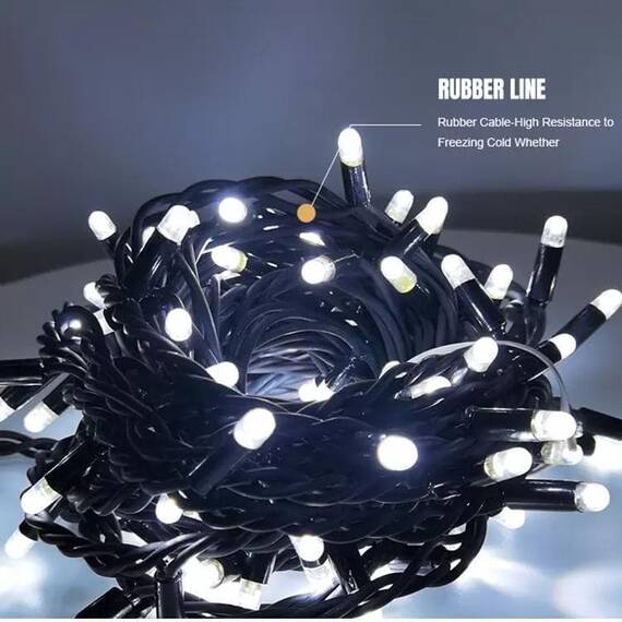Instalatie luminoasa tip snur cu 200 LED-uri, pentru Craciun, lungime 15 m, lumina alb rece : Set - 1 bucata, Set (tm): 1 buc - 4- Roveli