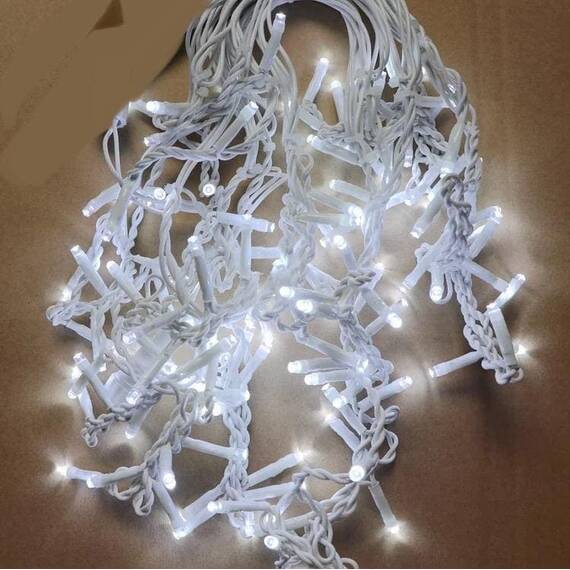 Instalatie perdea luminoasa cu 160 LED-uri, pentru Craciun, lungime 4,5m, lumina alba rece : Set - 2 bucati, Set (tm): 2 buc - 2- Roveli