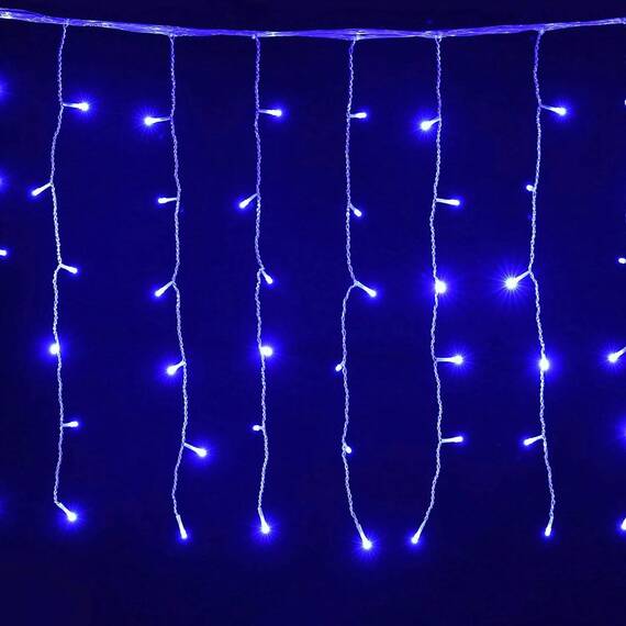 Instalatie perdea luminoasa cu 288 LED-uri, pentru Craciun, lungime 6m, lumina albastra : Set - 2 bucati, Set (tm): 1 buc - 2- Roveli